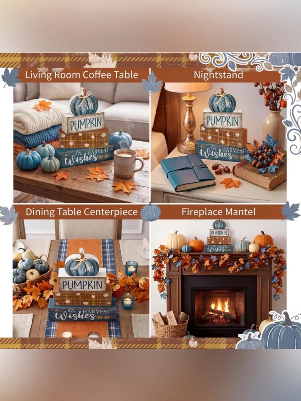 *BUY NOW* Stacked Wooden Fall Pumpkin Sign - 4 Pc Set